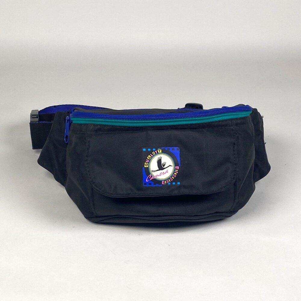 Vintage Carrera Black Fanny Pack Waist Bag Zipper Pockets Adjustable Strap
